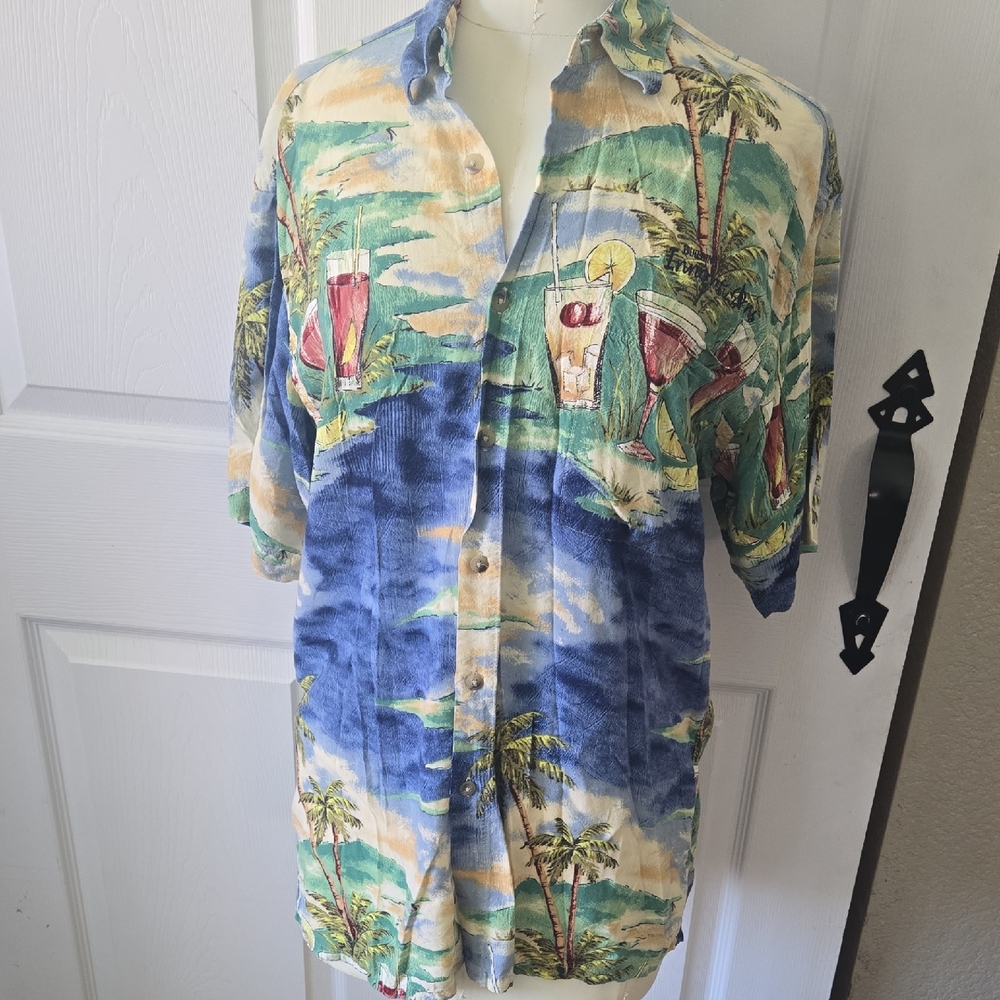 Pierre Cardin Blue Green Casual Button Down Shirt